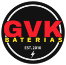 Logo GVK Baterias. Baterias Automotivas em São Paulo