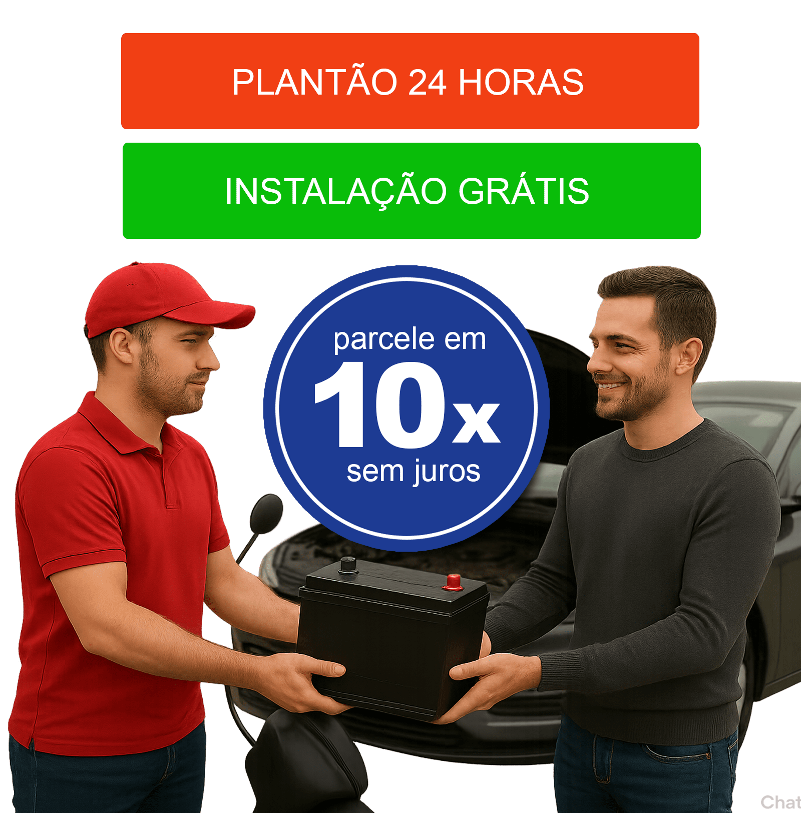 Bateria Automotiva: plantão 24h de baterias automotivas em São Paulo. Instalação grátis e pagamento em até 10 vezes no cartão de crédito