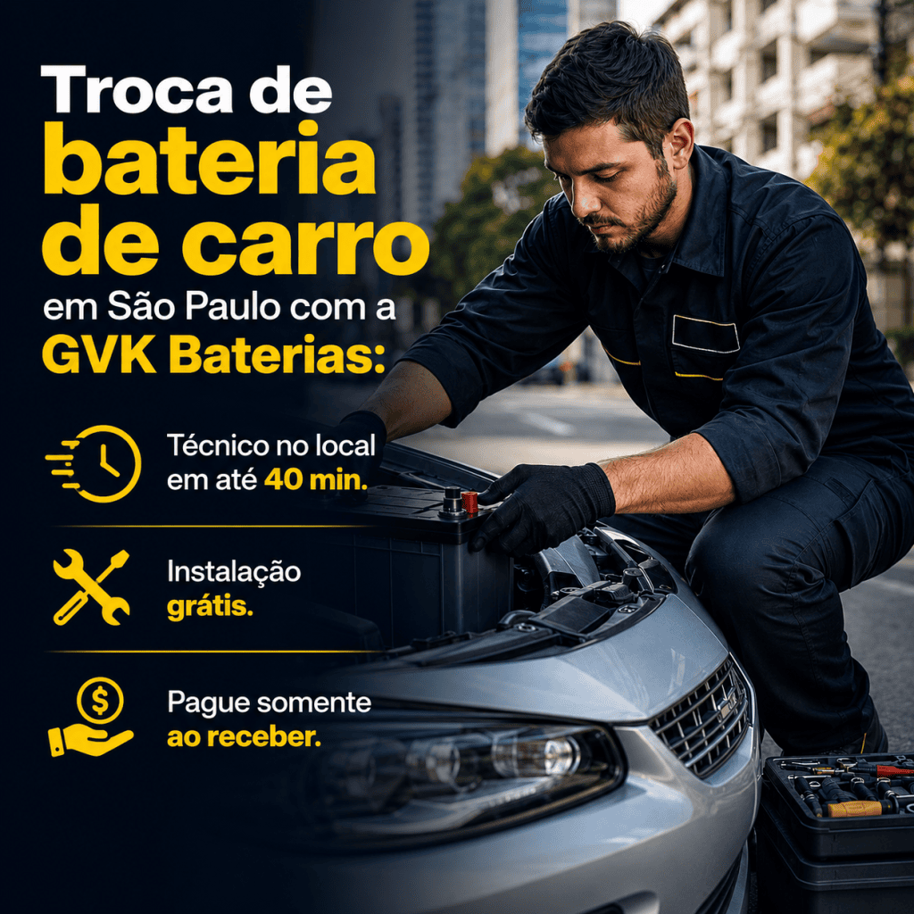 troca de bateria de carro em SP com instalação grátis