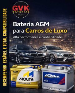 Bateria AGM para carros de luxo da GVK Baterias, com alta performance e confiabilidade