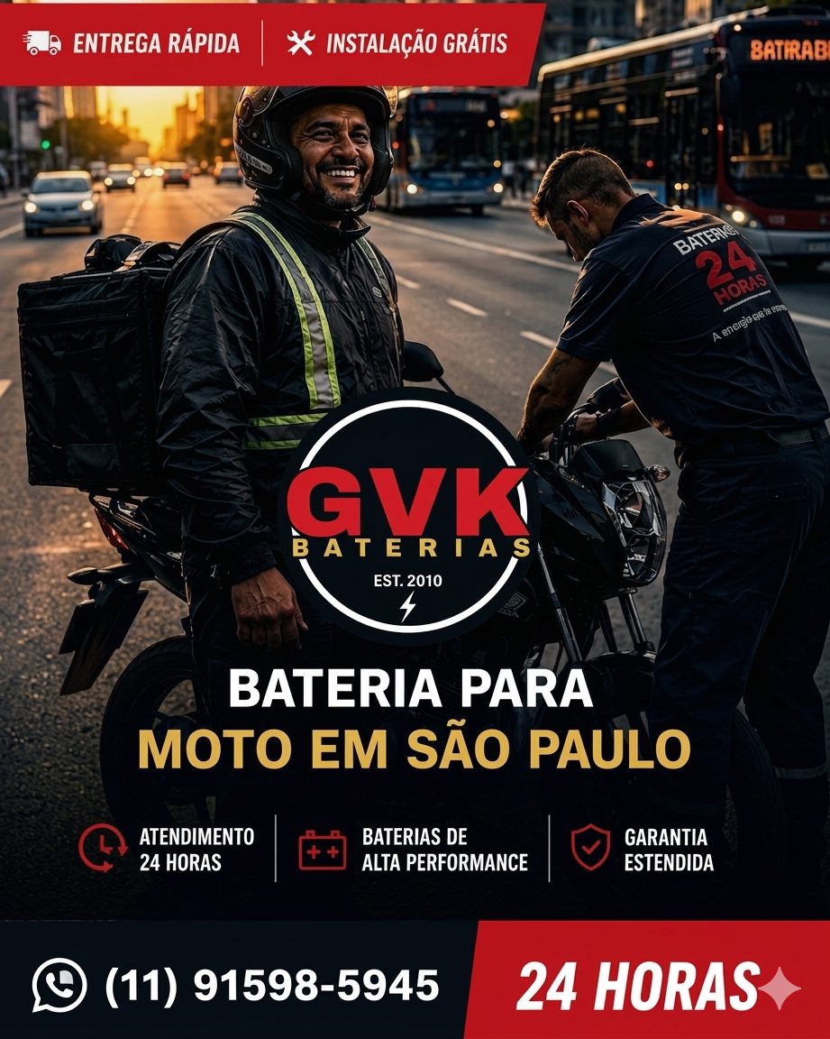 Bateria para Moto em São Paulo — Entrega Rápida e Instalação Grátis
