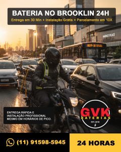 Troca de Bateria no Brooklin 24h | Entrega em 30 Min + Instalação Grátis
